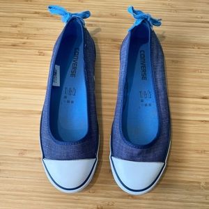 Converse Chuck Taylor Blue Dainty Denim Ballerina Slip On Shoes